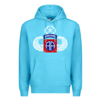Ocean Blue 82nd Airborne Div Parachutist Wings and Patch - Distressed Premium Hoodie - baoMotion