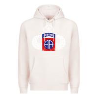 Pale Pink 82nd Airborne Div Parachutist Wings and Patch - Distressed Premium Hoodie - baoMotion