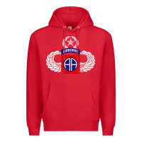 Red 82nd Airborne Div Parachutist Wings and Patch - Distressed Premium Hoodie - baoMotion