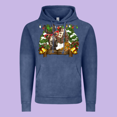 Christmas Donkey Candy House Vintage Hoodie Designed By Barkaloodesign