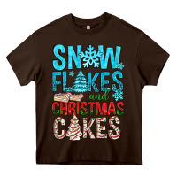 Chocolate Brown Snow Flakes aAd Christmas Cakes Heavy Core Tee - BundleAndBundleShop