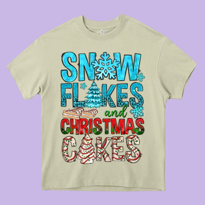 Snow Flakes Aad Christmas Cakes Heavy Core Tee Designed By Bundleandbundleshop