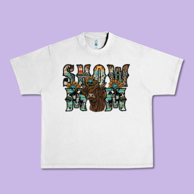 Show Mom Highland Cow Urban Heavy Tee Designed By Sublimationcraftshop