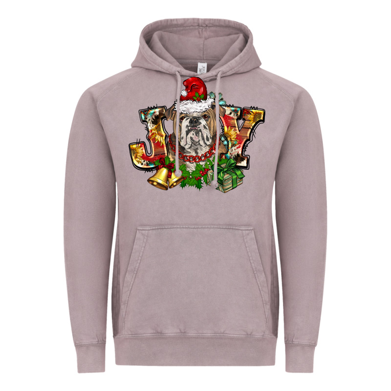 Christmas Joy English Bulldog Vintage Hoodie by BarkalooDesign | Teevron