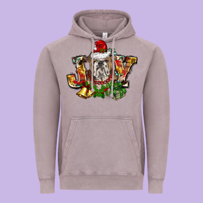 Christmas Joy English Bulldog Vintage Hoodie Designed By Barkaloodesign