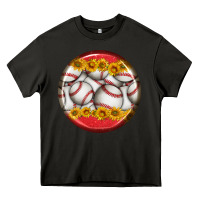 Asphalt baseball with sunflower round earrings Heavy Core Tee - BundleAndBundleShop