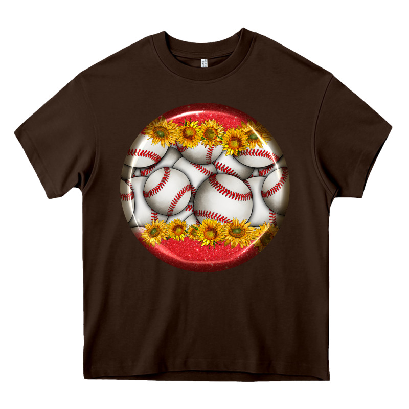 Baseball With Sunflower Round Earrings Heavy Core Tee by BundleAndBundleShop | Teevron