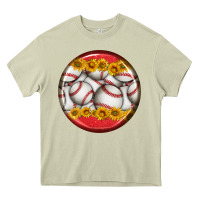 Mossy baseball with sunflower round earrings Heavy Core Tee - BundleAndBundleShop