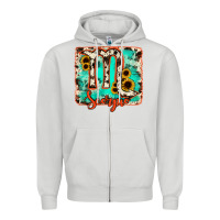 Dove Grey Scorpio turquoise cowhide Zipper Hoodie - RanaPortraitStore