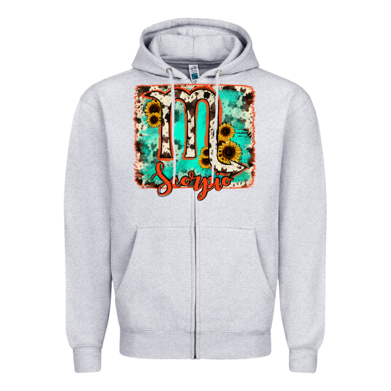 Scorpio Turquoise Cowhide Zipper Hoodie by RanaPortraitStore | Teevron