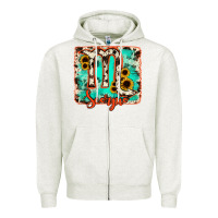 Oatmeal Heather Scorpio turquoise cowhide Zipper Hoodie - RanaPortraitStore