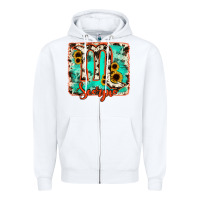 White Scorpio turquoise cowhide Zipper Hoodie - RanaPortraitStore
