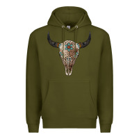 Army Green Leopard Bull Skull Premium Hoodie - Jasminsmagicworld
