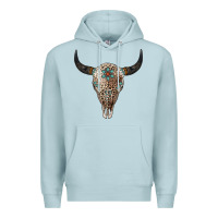 Blue Mist Leopard Bull Skull Premium Hoodie - Jasminsmagicworld
