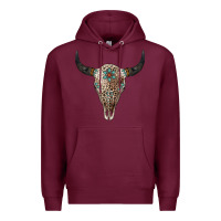 Burgundy Leopard Bull Skull Premium Hoodie - Jasminsmagicworld