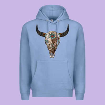 Leopard Bull Skull Premium Hoodie Designed By Jasminsmagicworld