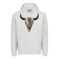 Dove Grey Leopard Bull Skull Premium Hoodie - Jasminsmagicworld