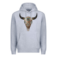Heather Grey Leopard Bull Skull Premium Hoodie - Jasminsmagicworld