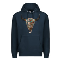 Navy Leopard Bull Skull Premium Hoodie - Jasminsmagicworld