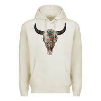 Oatmeal Heather Leopard Bull Skull Premium Hoodie - Jasminsmagicworld