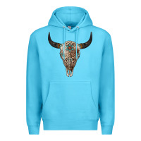 Ocean Blue Leopard Bull Skull Premium Hoodie - Jasminsmagicworld