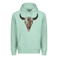 Seafoam Leopard Bull Skull Premium Hoodie - Jasminsmagicworld