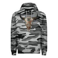 Slate Camo Leopard Bull Skull Premium Hoodie - Jasminsmagicworld