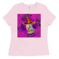 Bubblegum Pink Halloween Saanen Goat Ladies Tee - LillyAllenDesigns