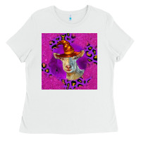 White Halloween Saanen Goat Ladies Tee - LillyAllenDesigns