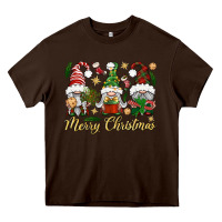 Chocolate Brown Merry Christmas Gnomes Heavy Core Tee - BundleAndBundleShop