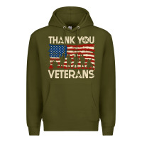 Army Green Thank You Veterans American Flag Patriotic Premium Hoodie - baoMotion