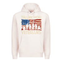 Pale Pink Thank You Veterans American Flag Patriotic Premium Hoodie - baoMotion