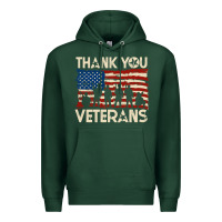 Sports Green Thank You Veterans American Flag Patriotic Premium Hoodie - baoMotion