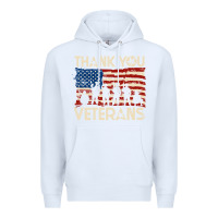 White Thank You Veterans American Flag Patriotic Premium Hoodie - baoMotion
