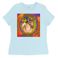 Baby Blue Halloween Pomeranian Dog Ladies Tee - LillyAllenDesigns