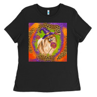 Black Halloween Pomeranian Dog Ladies Tee - LillyAllenDesigns