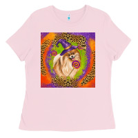 Bubblegum Pink Halloween Pomeranian Dog Ladies Tee - LillyAllenDesigns