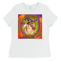 White Halloween Pomeranian Dog Ladies Tee - LillyAllenDesigns
