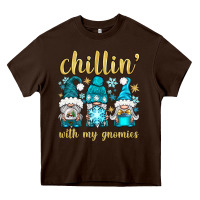Chocolate Brown chillin' with my gnomies Heavy Core Tee - BundleAndBundleShop