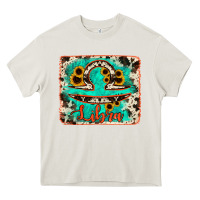 Cream libra turquoise cowhide Heavy Core Tee - RanaPortraitStore