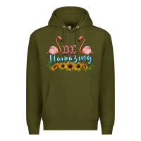 Army Green be flamezing flamingo Premium Hoodie - BarkalooDesign