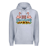 Heather Grey be flamezing flamingo Premium Hoodie - BarkalooDesign