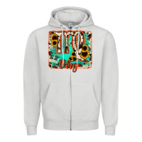 Dove Grey virgo turquoise cowhide Zipper Hoodie - RanaPortraitStore