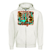 Oatmeal Heather virgo turquoise cowhide Zipper Hoodie - RanaPortraitStore