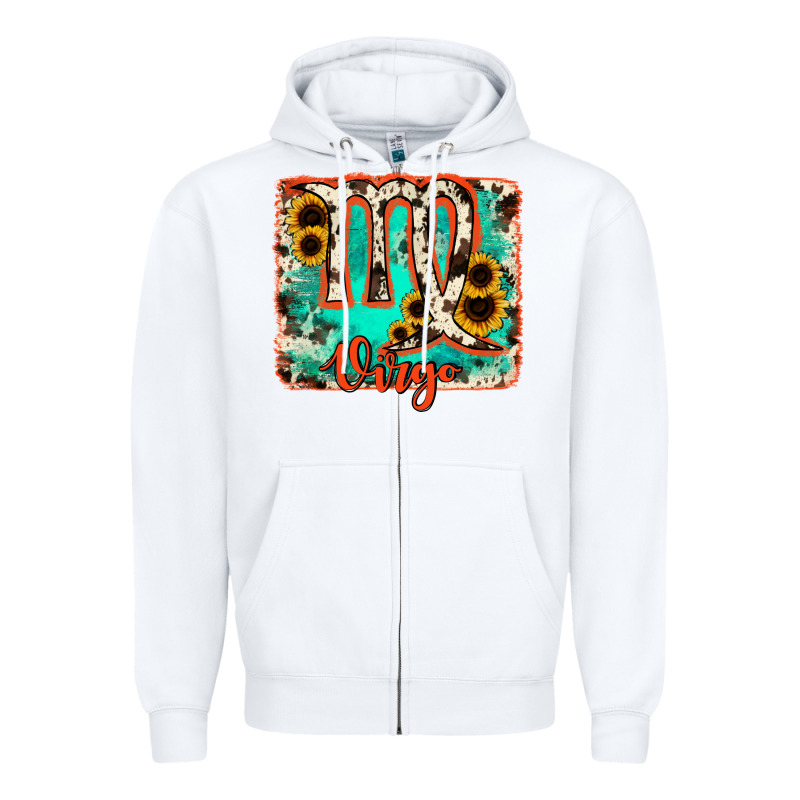 Virgo Turquoise Cowhide Zipper Hoodie by RanaPortraitStore | Teevron