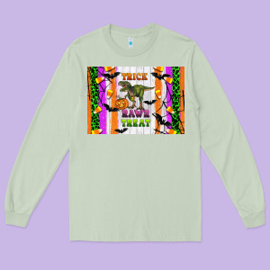 Trick Rawr Treat Kids Bottle Long Sleeve Tee Designed By Artiststas