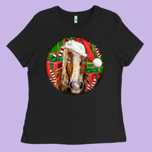 Belgian Horse  Christmas Ladies Tee Designed By Lillyallendesigns