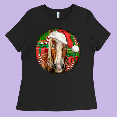 Belgian Horse  Christmas Ladies Tee Designed By Lillyallendesigns