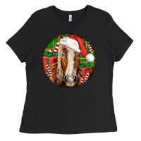 Black Belgian Horse  Christmas Ladies Tee - LillyAllenDesigns