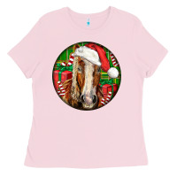 Bubblegum Pink Belgian Horse  Christmas Ladies Tee - LillyAllenDesigns